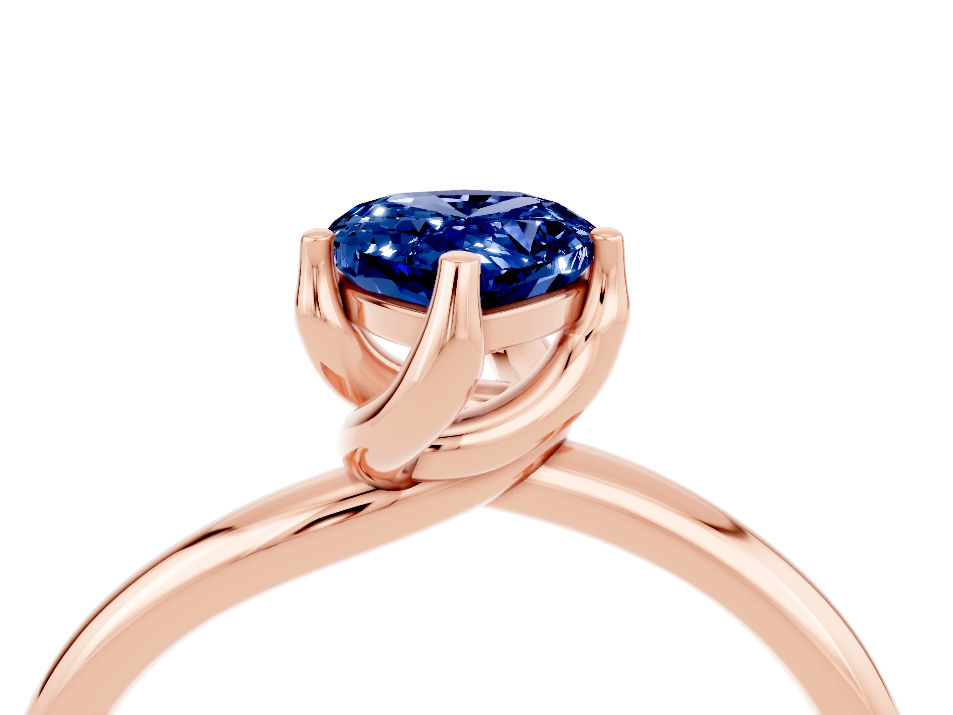 Rose gold Pear Cut Blue Sapphire Solitaire Engagement Ring with Four-Prong Setting and Classic Band_16