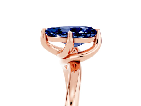 Rose gold Pear Cut Blue Sapphire Solitaire Engagement Ring with Four-Prong Setting and Classic Band_17