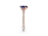 Rose gold Pear Cut Blue Sapphire Solitaire Engagement Ring with Pavé Band and Four-Prong Setting_2