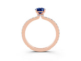 Rose gold Pear Cut Blue Sapphire Solitaire Engagement Ring with Pavé Band and Four-Prong Setting_3