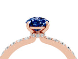 Rose gold Pear Cut Blue Sapphire Solitaire Engagement Ring with Pavé Band and Four-Prong Setting_4