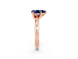 Rose gold Pear Cut Blue Sapphire Solitaire Engagement Ring with Round Band and Four-Prong Setting_2