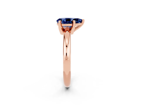 Rose gold Pear Cut Blue Sapphire Solitaire Engagement Ring with Round Band and Four-Prong Setting_2