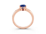 Rose gold Pear Cut Blue Sapphire Solitaire Engagement Ring with Round Band and Four-Prong Setting_3