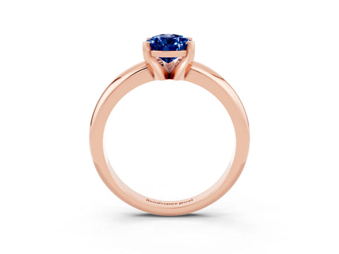 Rose gold Pear Cut Blue Sapphire Solitaire Engagement Ring with Round Band and Four-Prong Setting_3