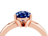 Rose gold Pear Cut Blue Sapphire Solitaire Engagement Ring with Round Band and Four-Prong Setting_4