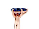 Rose gold Pear Cut Blue Sapphire Solitaire Engagement Ring with Round Band and Four-Prong Setting_5