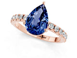 Rose gold Pear Cut Blue Sapphire Solitaire Pavé Band with Four-Prong Setting_1