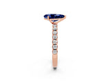 Rose gold Pear Cut Blue Sapphire Solitaire Pavé Band with Four-Prong Setting_2