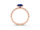Rose gold Pear Cut Blue Sapphire Solitaire Pavé Band with Four-Prong Setting_3