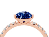 Rose gold Pear Cut Blue Sapphire Solitaire Pavé Band with Four-Prong Setting_4