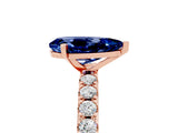 Rose gold Pear Cut Blue Sapphire Solitaire Pavé Band with Four-Prong Setting_5