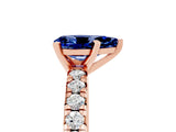 Rose gold Pear Cut Blue Sapphire Solitaire Pavé Engagement Ring with Round Band and Prong Setting_17