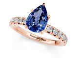 Rose gold Pear Cut Blue Sapphire Solitaire Pavé Engagement Ring with Round Band and Prong Setting_79