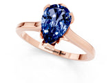 Rose gold Pear Cut Blue Sapphire Solitaire Ring with Flower Prong Setting and Classic Band_13
