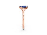 Rose gold Pear Cut Blue Sapphire Solitaire Ring with Flower Prong Setting and Classic Band_14