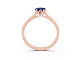 Rose gold Pear Cut Blue Sapphire Solitaire Ring with Flower Prong Setting and Classic Band_15