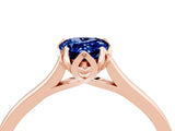 Rose gold Pear Cut Blue Sapphire Solitaire Ring with Flower Prong Setting and Classic Band_16