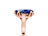 Rose gold Pear Cut Blue Sapphire Solitaire Ring with Flower Prong Setting and Classic Band_17