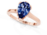 Rose gold Pear Cut Blue Sapphire Solitaire Ring with Flower Prong Setting and Classic Band_37