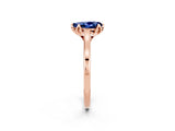 Rose gold Pear Cut Blue Sapphire Solitaire Ring with Flower Prong Setting and Classic Band_38