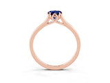Rose gold Pear Cut Blue Sapphire Solitaire Ring with Flower Prong Setting and Classic Band_39