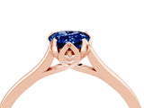 Rose gold Pear Cut Blue Sapphire Solitaire Ring with Flower Prong Setting and Classic Band_40