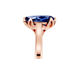 Rose gold Pear Cut Blue Sapphire Solitaire Ring with Flower Prong Setting and Classic Band_41
