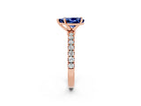 Rose gold Pear Cut Blue Sapphire Solitaire Ring with Pavé Accents and Four-Prong Setting_2