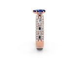 Rose gold Pear Cut Blue Sapphire Solitaire Ring with Pavé and Channel Set Band_2