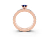 Rose gold Pear Cut Blue Sapphire Solitaire Ring with Pavé and Channel Set Band_3
