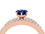Rose gold Pear Cut Blue Sapphire Solitaire Ring with Pavé and Channel Set Band_4
