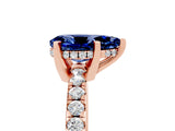 Rose gold Pear Cut Blue Sapphire Solitaire Ring with Round  Pavé Band and Four-Prong Setting_61