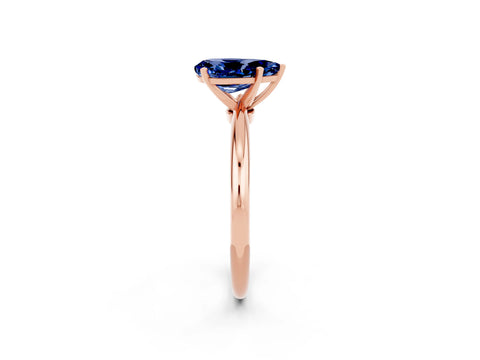 Rose gold Pear Cut Blue Sapphire Solitaire Ring with Six-Prong Setting and Classic Band_2