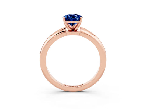 Rose gold Pear Cut Blue Sapphire Solitaire Ring with Six-Prong Setting and Classic Band_3