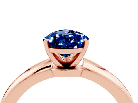 Rose gold Pear Cut Blue Sapphire Solitaire Ring with Six-Prong Setting and Classic Band_4