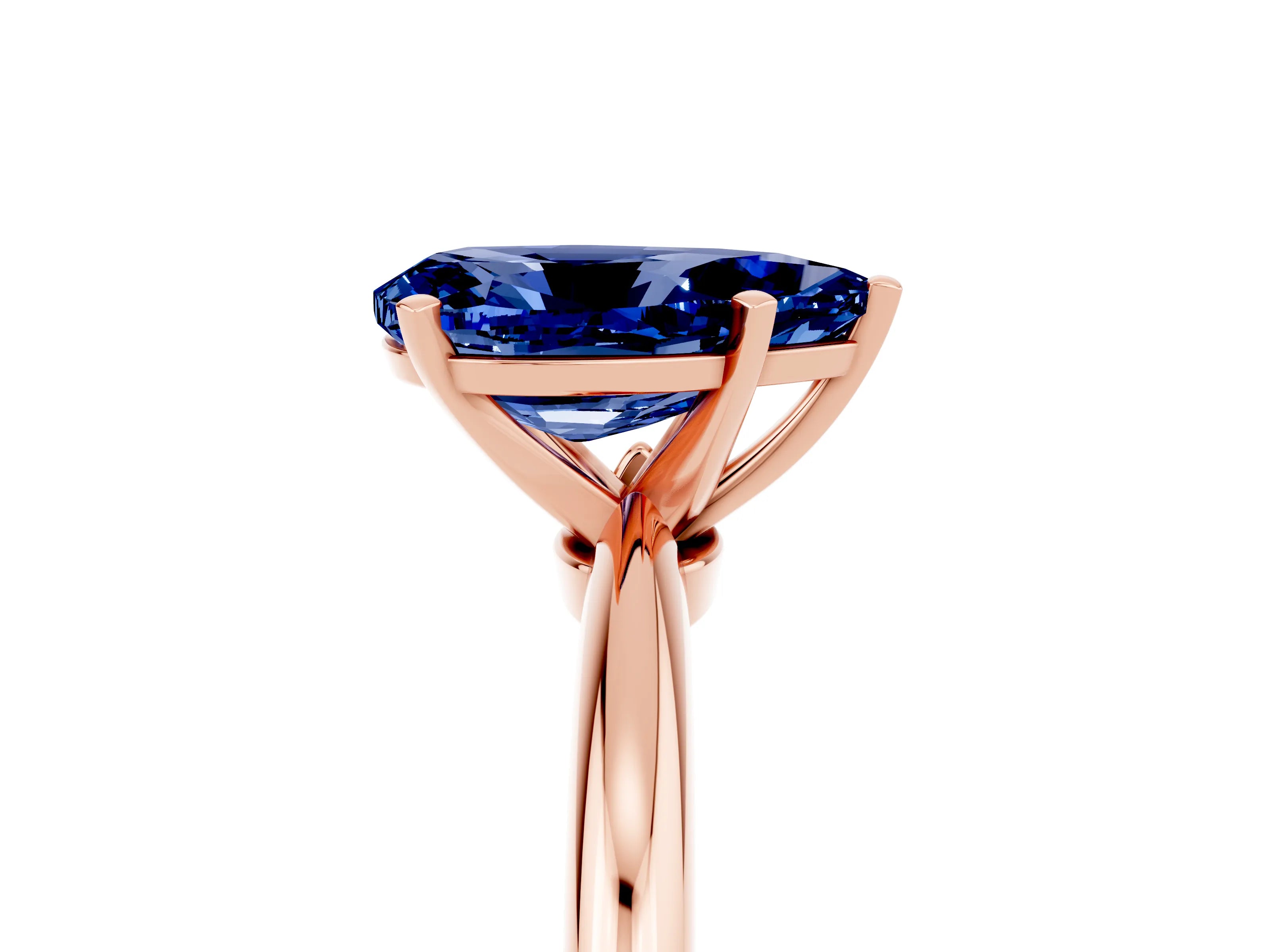 Rose gold Pear Cut Blue Sapphire Solitaire Ring with Six-Prong Setting and Classic Band_5