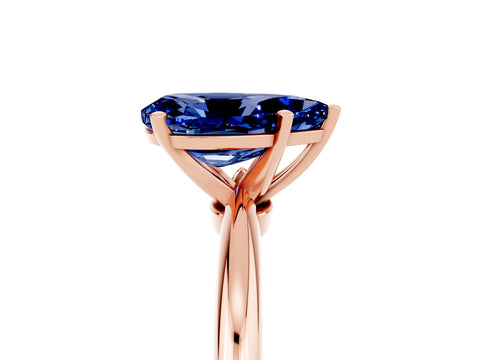 Rose gold Pear Cut Blue Sapphire Solitaire Ring with Six-Prong Setting and Classic Band_5