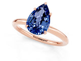 Rose gold Pear Cut Blue Sapphire Solitaire Ring with Thin Band and Four-Prong Setting_13