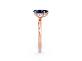 Rose gold Pear Cut Blue Sapphire Solitaire Ring with Thin Band and Four-Prong Setting_14