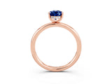 Rose gold Pear Cut Blue Sapphire Solitaire Ring with Thin Band and Four-Prong Setting_15