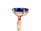 Rose gold Pear Cut Blue Sapphire Solitaire Ring with Thin Band and Four-Prong Setting_17