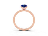 Rose gold Pear Cut Blue Sapphire Solitaire Ring with Thin Band and Prong Setting_15