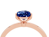 Rose gold Pear Cut Blue Sapphire Solitaire Ring with Thin Band and Prong Setting_16