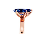 Rose gold Pear Cut Blue Sapphire Solitaire Ring with Thin Band and Prong Setting_17