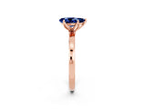 Rose gold Pear Cut Blue Sapphire Solitaire Ring with Thin Band and Prong Setting_26