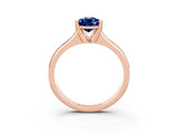 Rose gold Pear Cut Blue Sapphire Solitaire Ring with Wide Band and Prong Setting_3