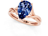 Rose gold Pear Cut Blue Sapphire Solitaire Twist Band Prong Setting Ring_49