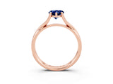 Rose gold Pear Cut Blue Sapphire Solitaire Twist Band Prong Setting Ring_51