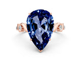 Rose gold Pear Cut Blue Sapphire Solitaire Twisted Band with Round  Accents and Prong Setting_21